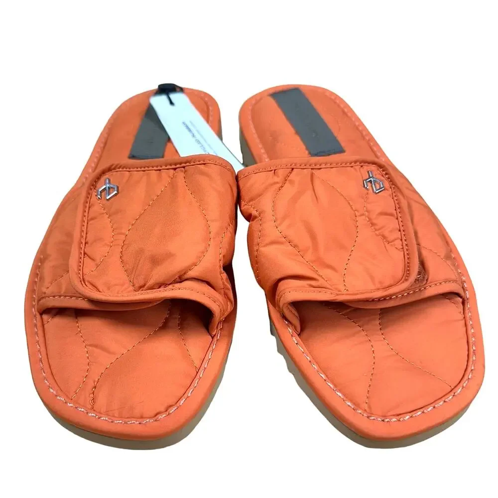 rag & bone NWT Orange Quilted Hook and Loop Women's Slides Size 37.5 (US 7.5)
